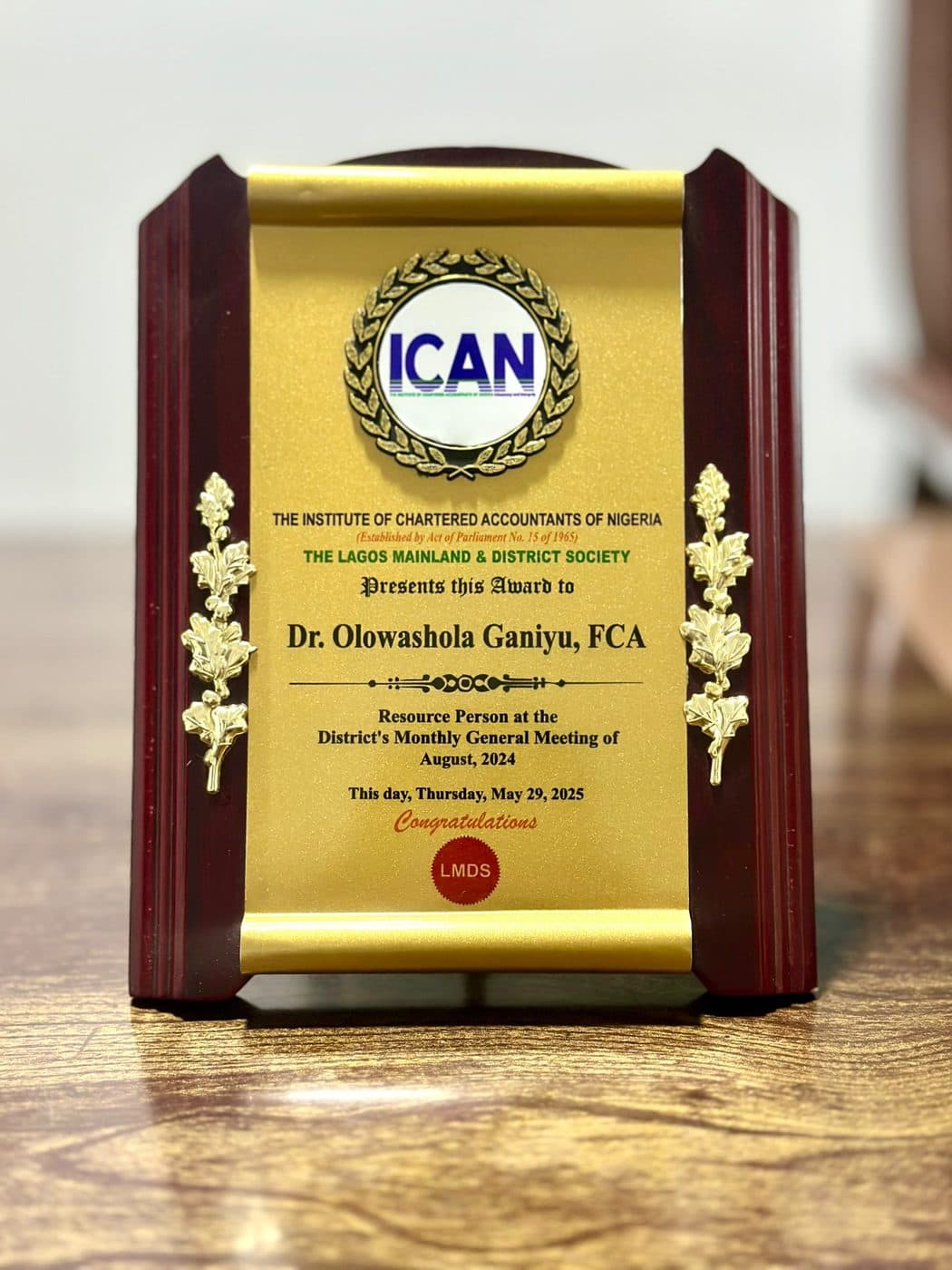 Resource Person — District Monthly General Meeting — ICAN Lagos Mainland & District Society